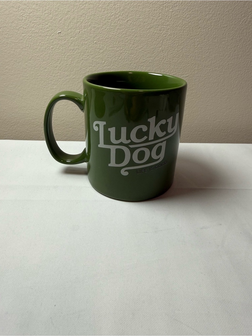 Life Is Good Lucky Dog Green Ceramic Coffee Mug